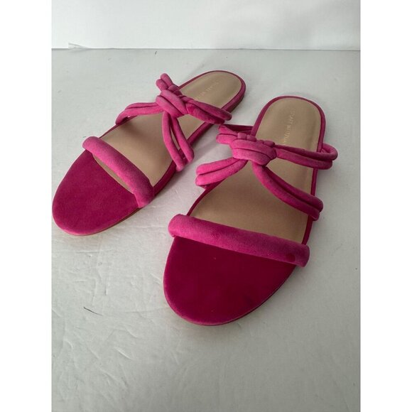NEW Stuart Weitzman Pink Suede Twist Knot Flat Sandal Size 7 EU 37.5